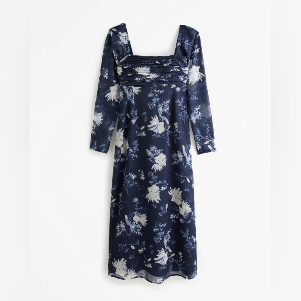 Abercrombie & Fitch Emerson Chiffon Long-Sleeve Midi Dress - Never Worn